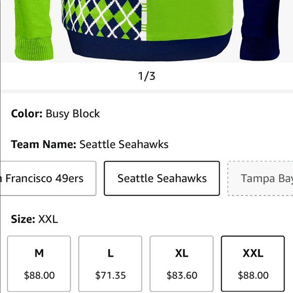 Seattle Seahawks Sweater, BRAND NEW WITH TAGS! - Picture 6 of 8